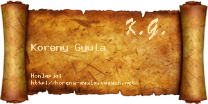 Koreny Gyula névjegykártya